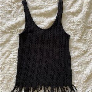 Topshop Black Knitted Crochet Top